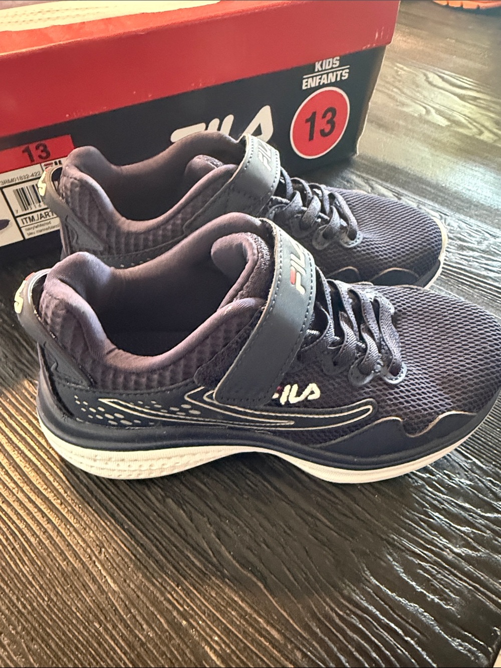 Fila Kids Navy and White Mesh Athletic Sneakers